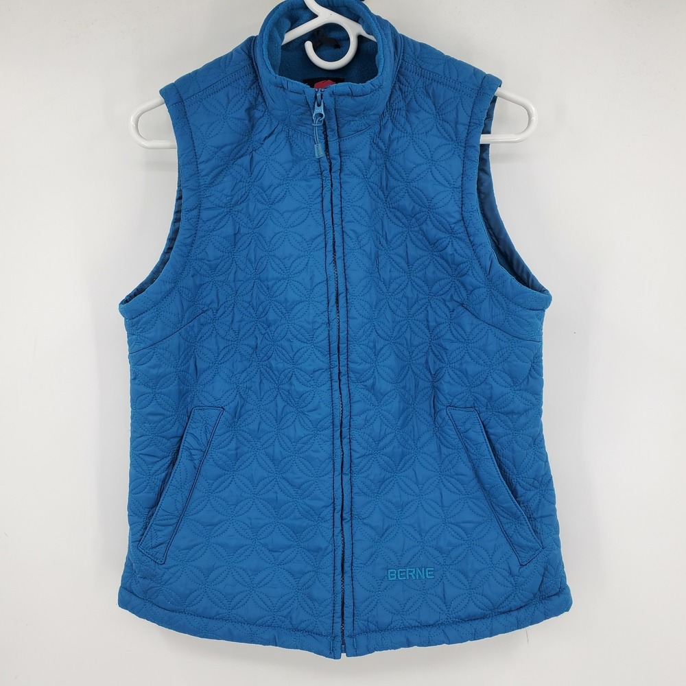 Berne‎ Ladies Quilted Vest Blue Full Zip Mock Neck Medium Outdoors Workwear